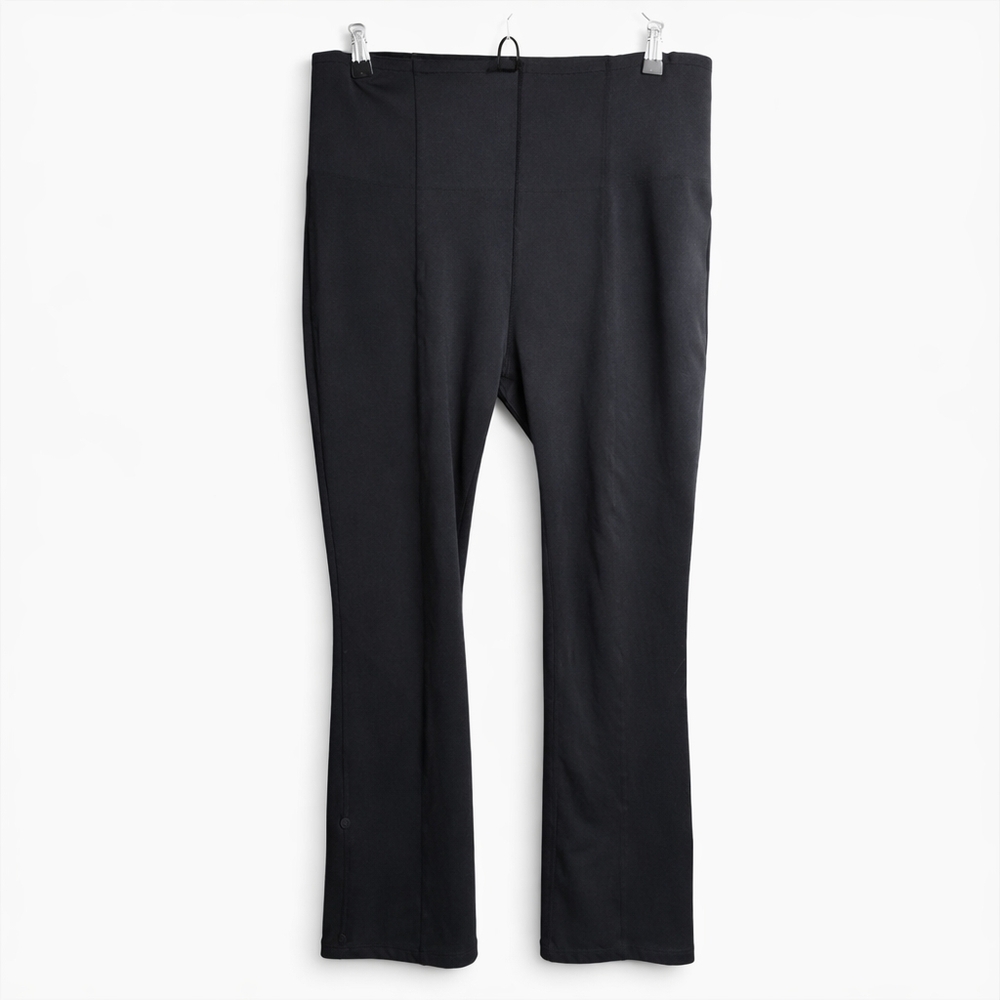 Halara Women Straight Leg High Rise Black Stretch Pants Snap Hem Size L